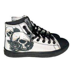 RAAD Skull & Mandala White/Black Printed High-top Sneaker Sz Men's 4.5/Women's 6